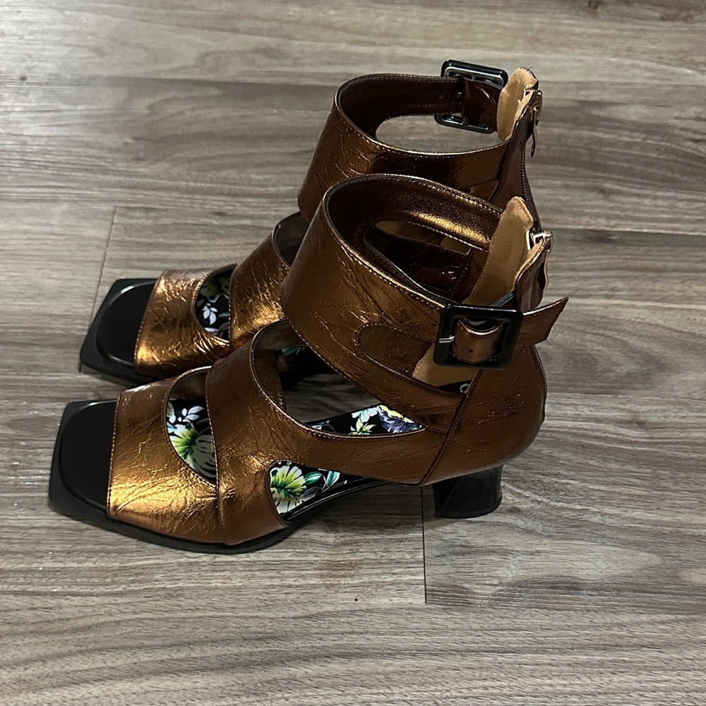 Metallic Brown Strappy Heel Sandals - Picture 3 of 11